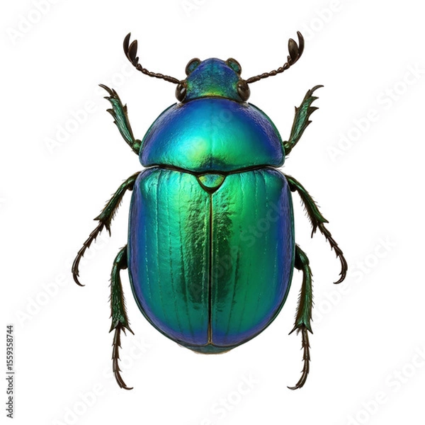 Obraz green beetle isolated on white