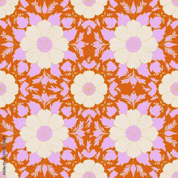 Fototapeta Beautiful flowers seamless pattern design 