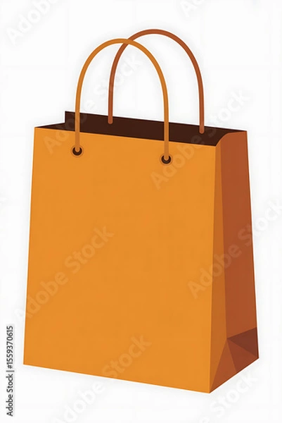 Obraz Orange paper shopping bag with brown handles.
