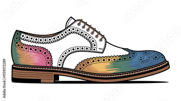 Obraz Colorful brogue shoe design, multi-toned leather, stylish and unique.
