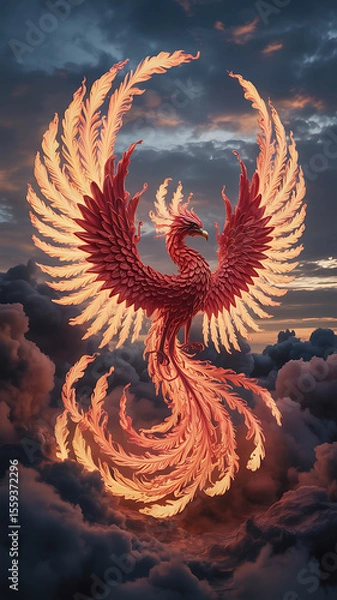Obraz Fiery phoenix soars, symbolizing rebirth and renewal.
