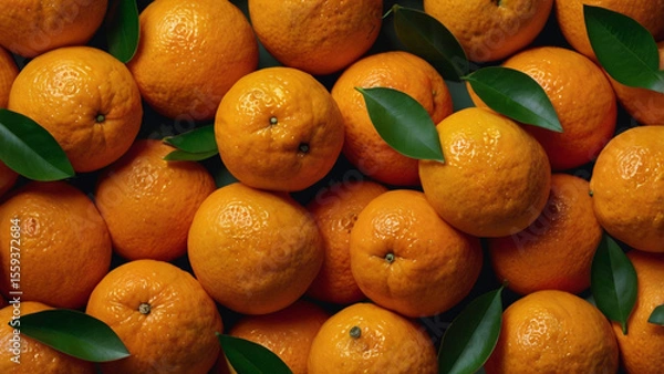 Fototapeta Vibrant close-up of juicy orange slices creating a bright and fresh background texture.