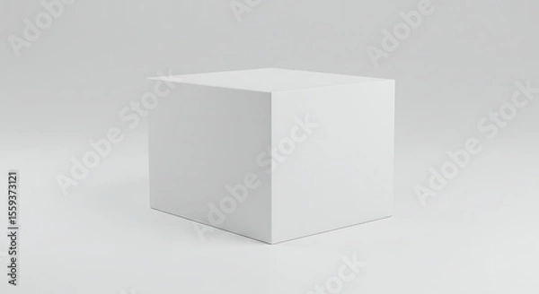 Fototapeta White Cube in a Minimalist Studio Setting Simple Object