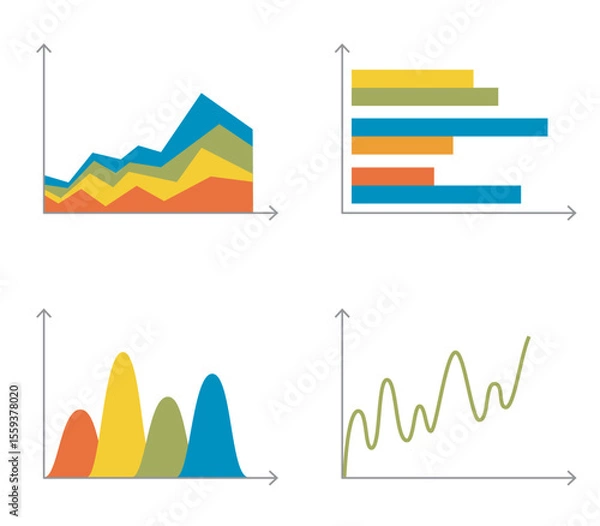 Fototapeta  Infographic charts and graphs in colorful flat style.