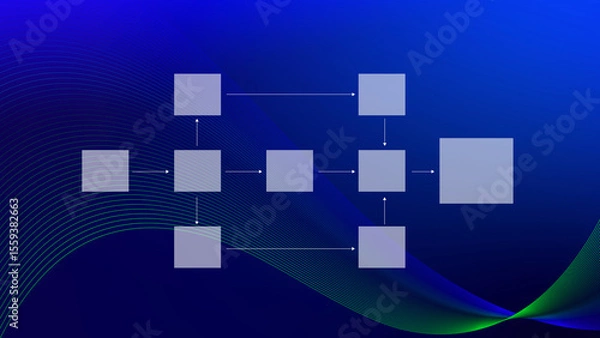 Fototapeta Business process and data management organigram, Design workflow automation with flowcharts, model work structure digital, mindmap or organigram, hierarchy scheme