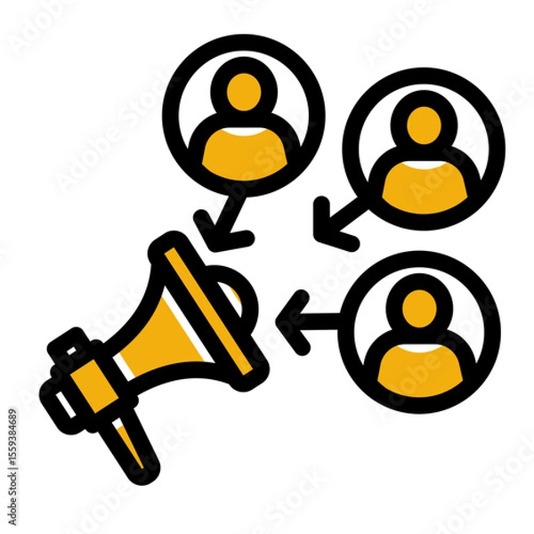 Obraz Affiliate Network and Influencer Partnership Icon (Solid Color Lineal style)