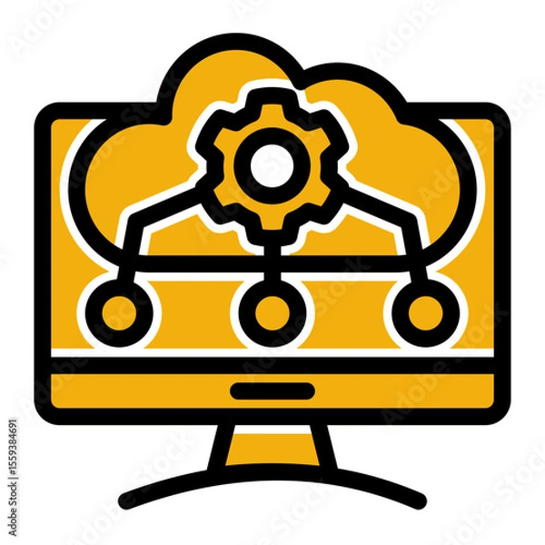 Obraz Web API and System Integration Icon (Solid Color Lineal style)