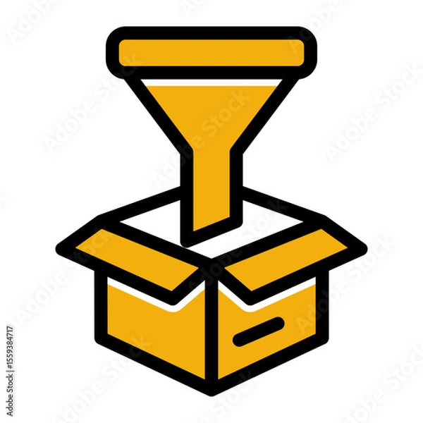 Obraz Data Filtering and Conversion Funnel Icon (Solid Color Lineal style)