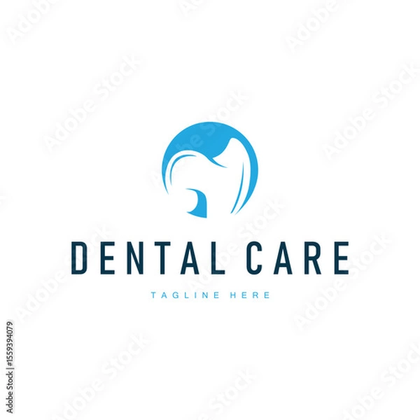 Fototapeta Dental care logo concept, with a simple minimalist concept as a symbol of dental health and dental care template for dental clinics, businesses, product brand