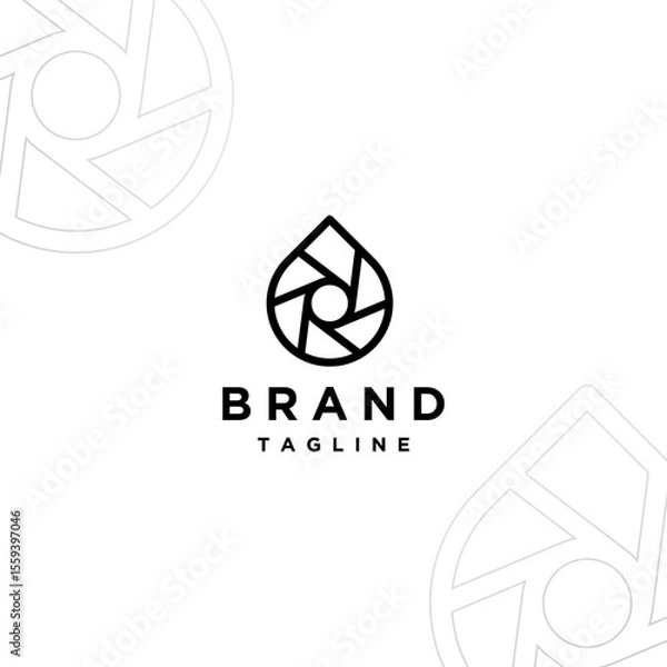 Fototapeta Simple Water Drops with Shutter Motif Logo Design. Camera Shutter Lines in Water Drops Logo Design.