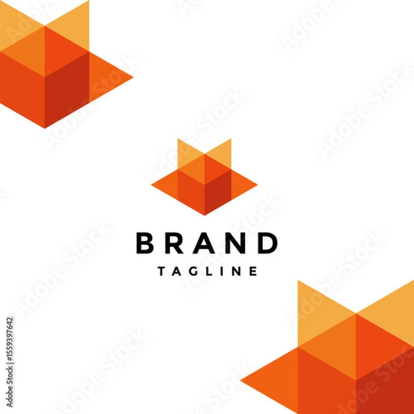 Fototapeta Mosaic Triangle Fox Box Logo Design. Simple Fox head Mosaic Triangle Logo Design.