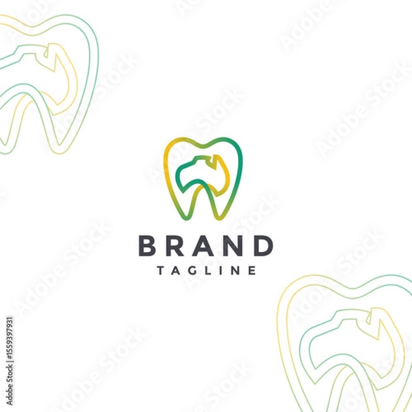 Fototapeta Simple Australia Looping Teeth Line Logo Design. Australian Continent Line Inside Teeth Symbol Logo Design.