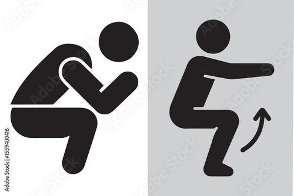 Obraz Squat Exercise Pictograms Depicting Movement and Form with Different Poses against Contrasting Backgrounds for Health and Fitness