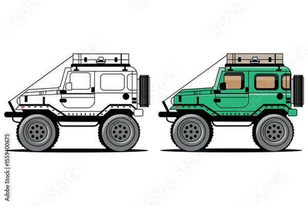 Fototapeta jeep coloring pages for kids and adults was created on June 9, 2025 in Cirebon, West Java, Indonesia