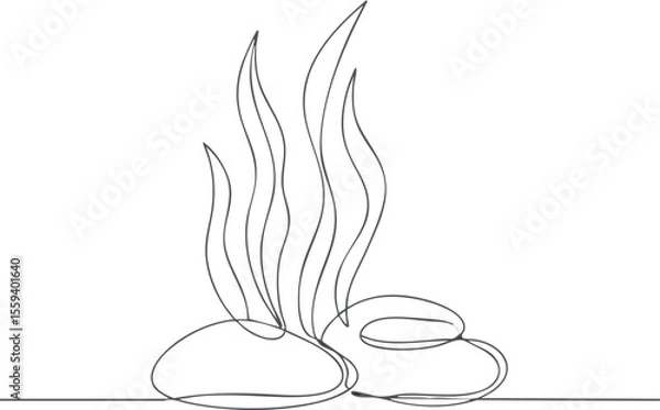 Fototapeta Spa stones with steam rising minimalist line art vector illustration calm and relaxing design 