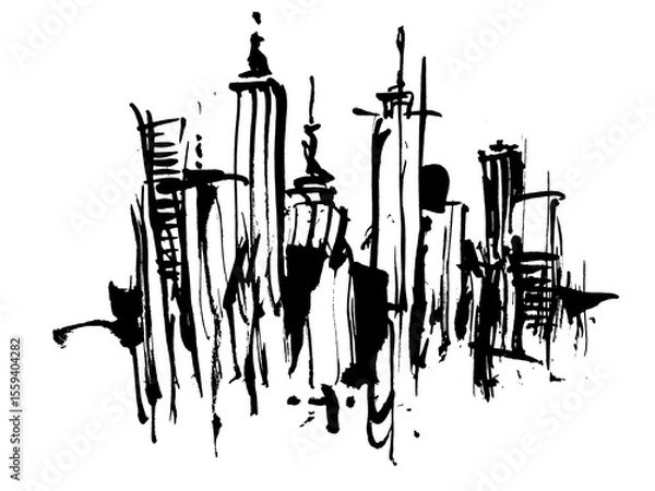 Fototapeta Abstract Architecture. Architectural Drawings. Cityscape. Travel Sketch. Streets of the city. Buildings