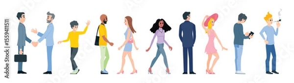 Obraz A set of vector illustrations of men and women. Group of people. 
