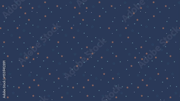 Fototapeta Seamless star outline pattern on dark blue background. Cute night sky vector for kids, nursery, baby shower, fabric, wallpaper, and celestial themed design projects.