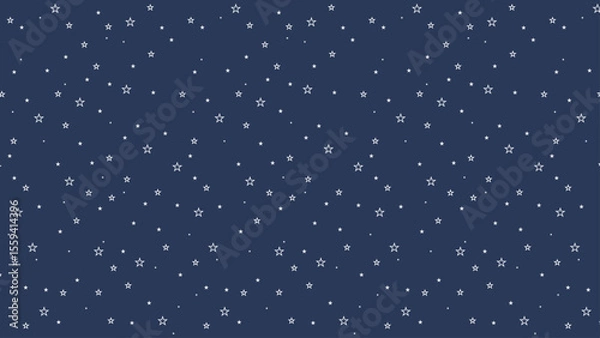 Fototapeta Seamless star outline pattern on dark blue background. Perfect for night sky themes, kids designs, wrapping paper, digital backgrounds, and dreamy celestial projects.