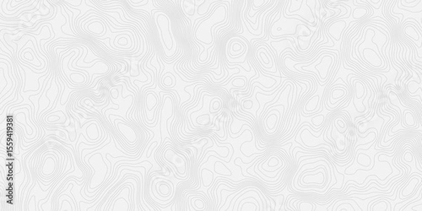 Obraz Topographic contour wavey line map illustration with contour lines representing elevation on a white background surface.