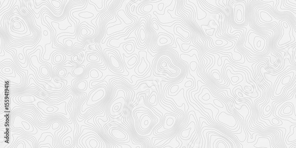 Obraz Topographic contour wavey line map illustration with contour lines representing elevation on a white background surface.