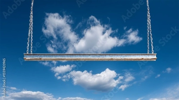 Obraz Abstract Swing Hanging in Air with Blue Sky and Fluffy White Clouds