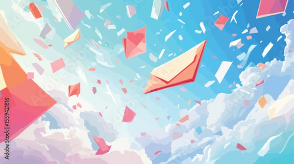 Obraz Professional Falling Envelope Email Message Communication Concept Image