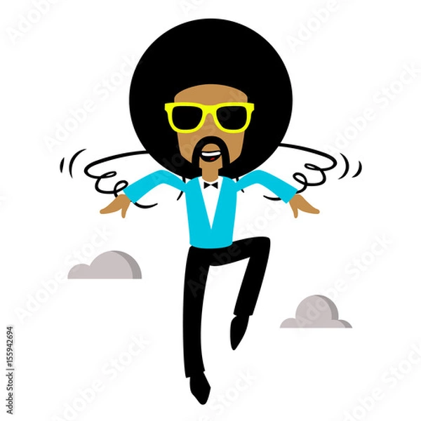 Obraz happy afro man flying
