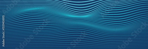 Fototapeta Dark blue halftone dotted abstract background, big data pattern, technology or futuristic visualization, waveform dot texture, music backdrop. ,Beautiful movement with glowing blurred particles.