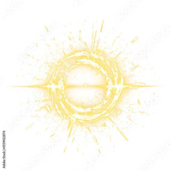 Fototapeta Bright Yellow Abstract Circular Light Burst Isolated on a transparent background