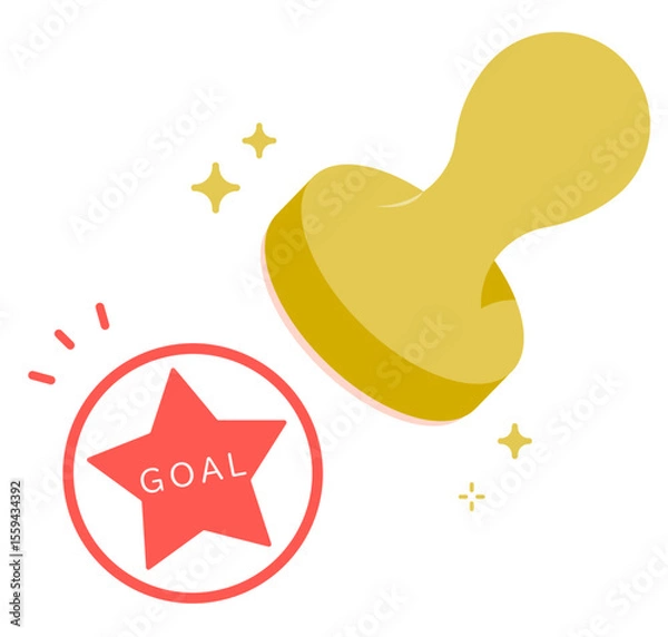 Obraz スタンプラリーのゴールの判子を押すイラスト