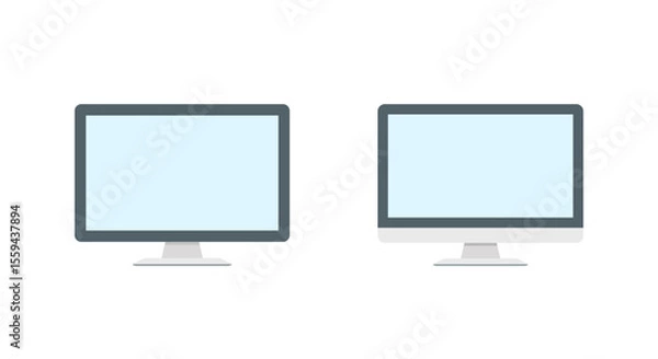 Fototapeta Modern desktop computer display icon. Flat screen monitor symbol