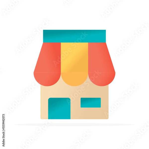 Fototapeta storefront icon, flat colored vector. modern and minimalist design