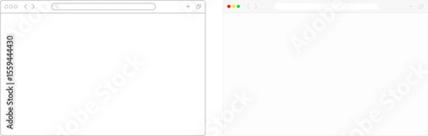 Fototapeta Set of Web browser mockup template for ui and website. Empty web page mockup with toolbar. Empty browser window on transparent background