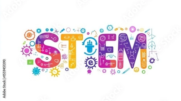 Fototapeta A colorful logo STEM Science, Technology, Engineering, and Mathematics icon