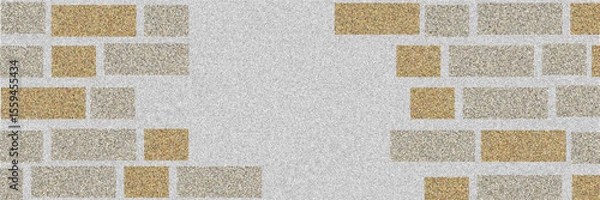 Fototapeta Realistic Vector broken brick wall horizontal transparent background. Hole in flat bown wall texture. Yellow textured brickwork for print, design, decor, background.