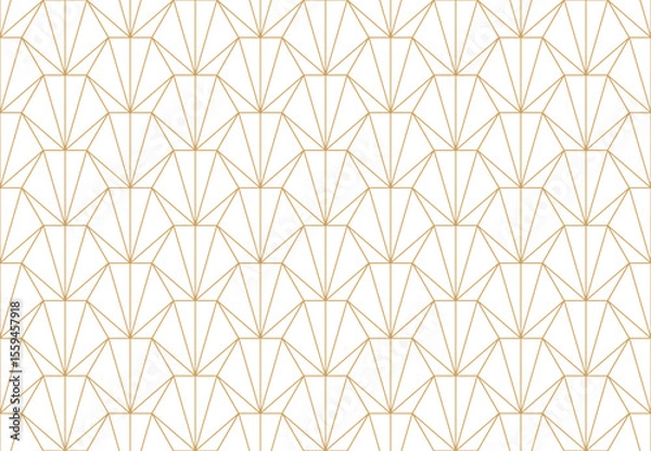 Obraz Hexagon seamless pattern with elegant art deco inspired design with golden lines forming fanned geometric shapes, creating a luxurious and repeating background , vector illustration.