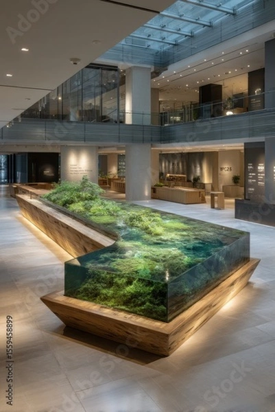 Fototapeta Exploring the Future of Urban Ecosystems: A Large Aquarium Within a Sustainable Cityscape