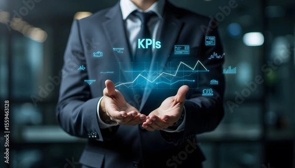 Fototapeta Business Professional Presenting Key Performance Indicators with Data Visualization Elements