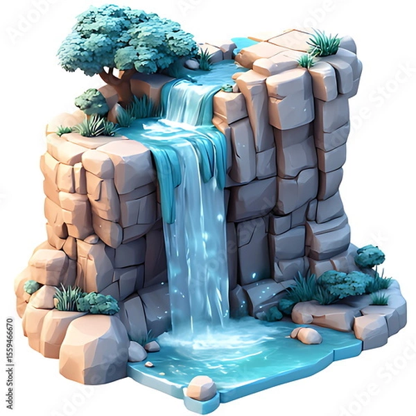 Fototapeta waterfall mountain 3d element
