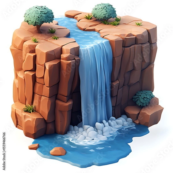 Fototapeta waterfall mountain 3d element