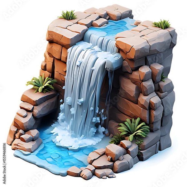 Fototapeta waterfall mountain 3d element