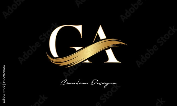 Fototapeta GA Brush Stroke Logo – Modern Artistic Symbol with Ink Texture for Creative Branding & Visual Identity Design