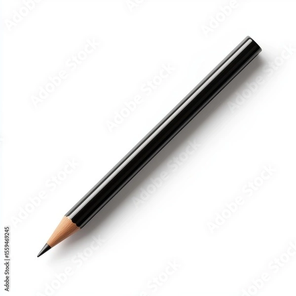 Fototapeta Black Pencil on White Background Minimalist Studio Shot