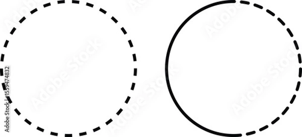Fototapeta Dashed line circle shapes for design elements.