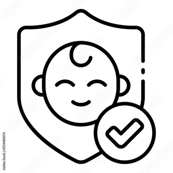 Obraz safety outline icon for protection and child care assurance