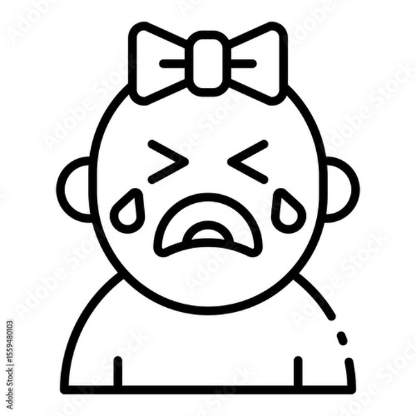 Obraz crying baby outline icon for emotion in early girl care space