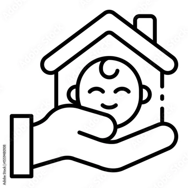 Obraz daycare outline icon for safe child care and early help zone