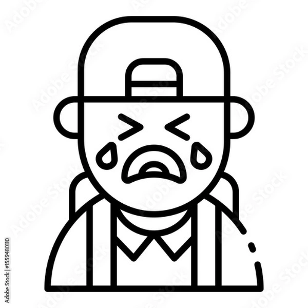 Obraz crying boy outline icon for sad moment in care time space