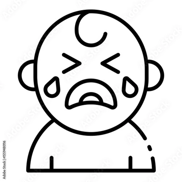 Obraz cry baby outline icon for boy emotion in early care space